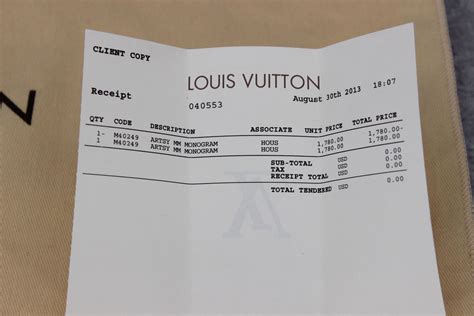 authentic louis vuitton receipt.